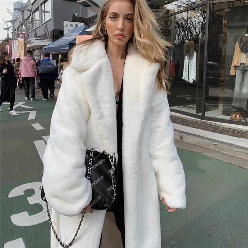 

Women s Long Neck Fur Imitation Fur Windbreaker Jacket S