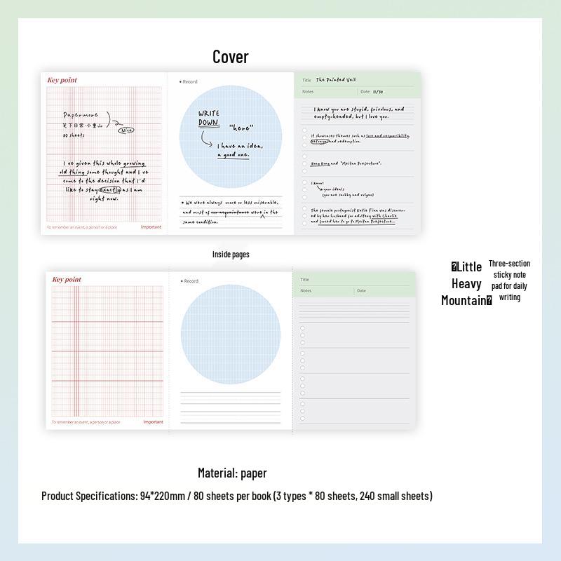 PaperMore Gradient Three-Piece Sticky Note Set - Daily Style for Journaling & Messages