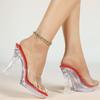 Korean Style Runway Model Slippers Flat Block Heel Sexy Transparent Platform High Heel Summer Women Footwear LFD-198711-7