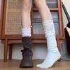 1Pair Cotton Long Tight Socks Lace Edge Calf Socks Y2K Stacked Socks  Girl