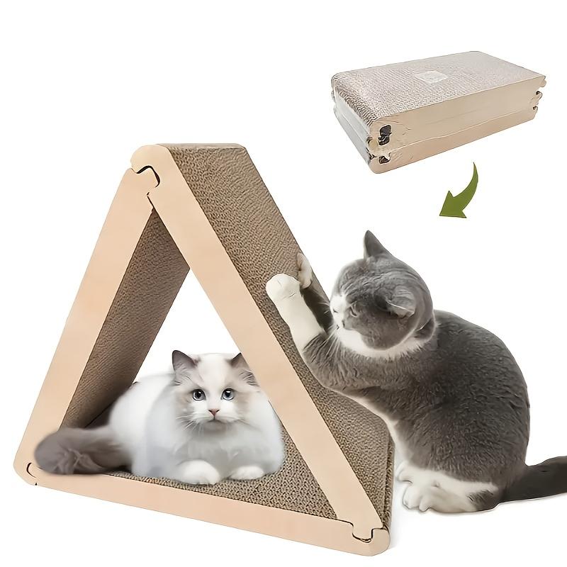 Cat Foldable Scratching Board - Triangular Design with 6 Play Surfaces, Durable Triangle Shape for Playing and Scratching, Interactive Fun