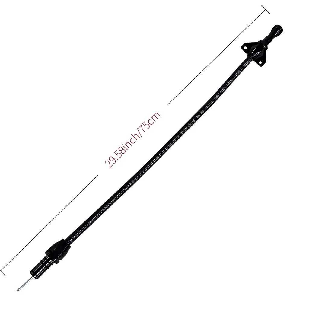 Firewall Mounted Transmission Stainless Steel Oil Dipstick With Black Housing - Compatible With GM 4L80E Dipstick Transmission LS LS1 LS3 LS6 LSX
