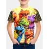 T-Shirt for a Boy 3D Print Gamepad Doodle Boy's T-Shirts Casual Round Neck Short Sleeves Tops Kids Summer Children's
