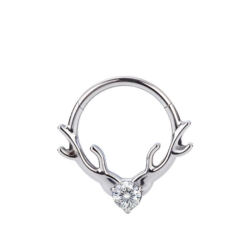 16g 8mm V Shape Zircon Septum Cartilage Hoop Body Piercing Jewelry Stainless Steel Body Jewelry Unisex Silver 8mm