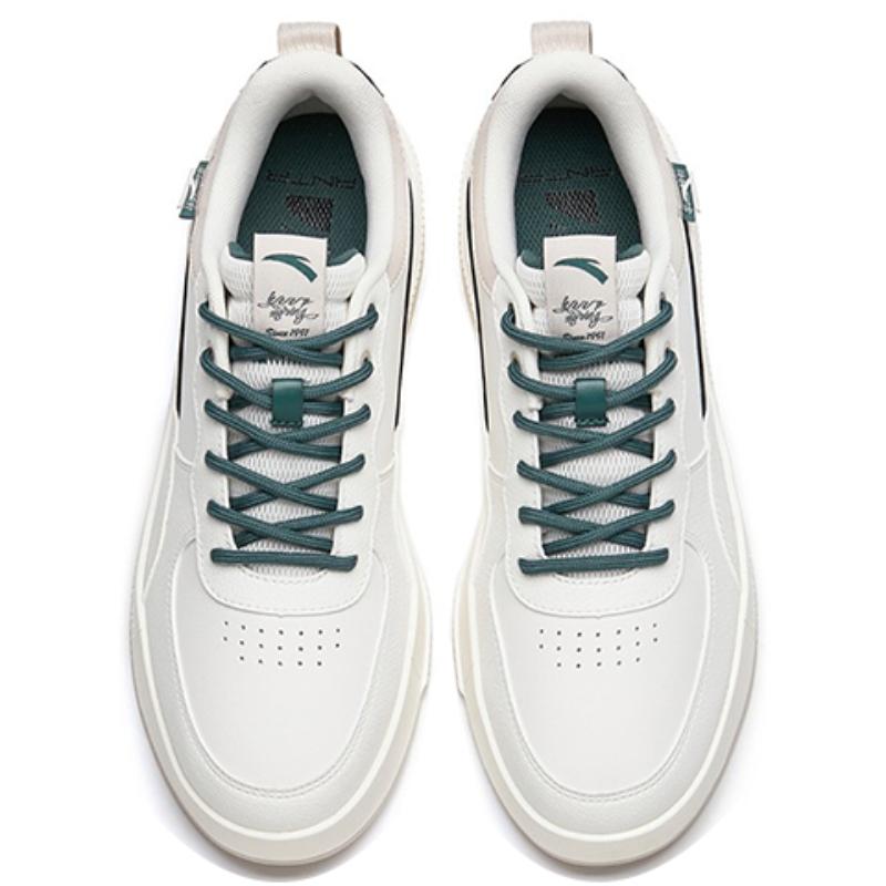 Anta Milk Cap Slip Resistant, Abrasion Resistant, Lightweight Low Top Skateboard Shoes Men's White Green Sneakers 912228012-3