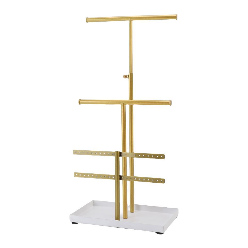 Jewelry Holder Stand 3 Tier Necklaces Earrings Bracelets Rings Metal Display Organizer with Tray