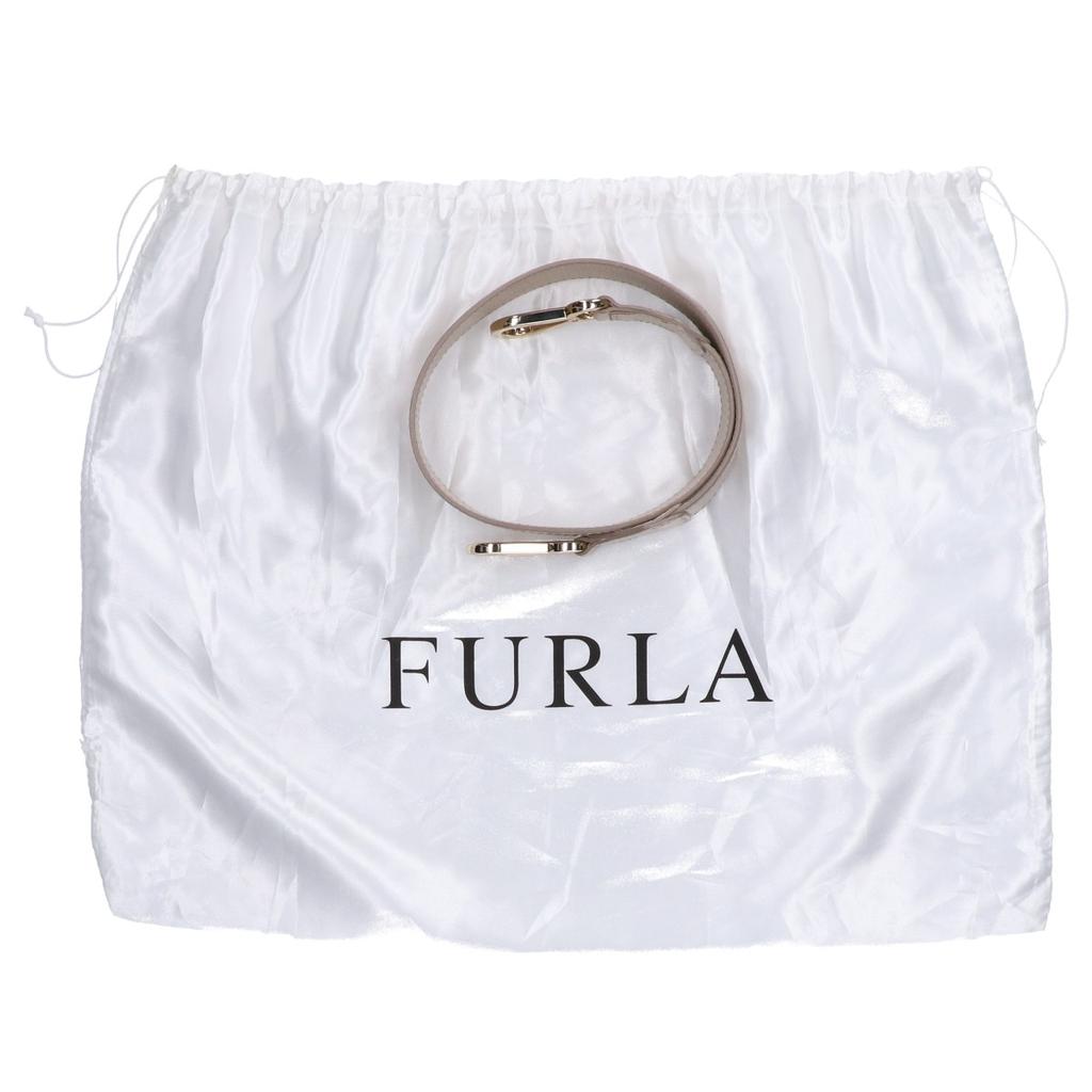 FURLA F5906 PIPER LUX Embossed Leather Turn Lock 2-Way Handbag White / yellowUsed