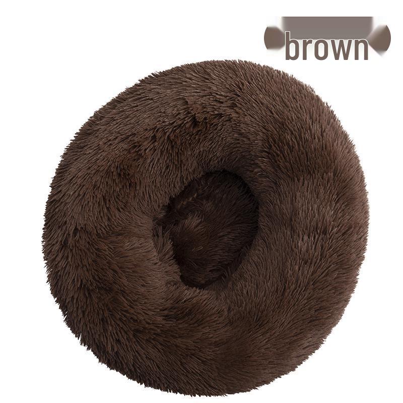 Round Plush Cat & Dog Bed – All-Season Warmth, Multi-Size Options for Small & Medium Pets