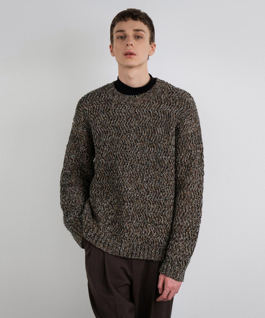INSILENCE Mixed Pattern Round Knit Brown