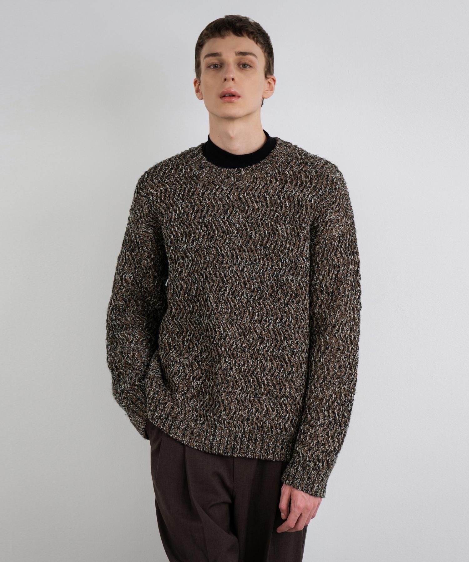 Insilence Mixed Pattern Round Knit Brown S