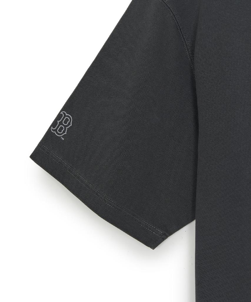 Emelbi Vintage Washed Graphic Short Sleeve T-Shirt Bos (D.Charcoal Grey)