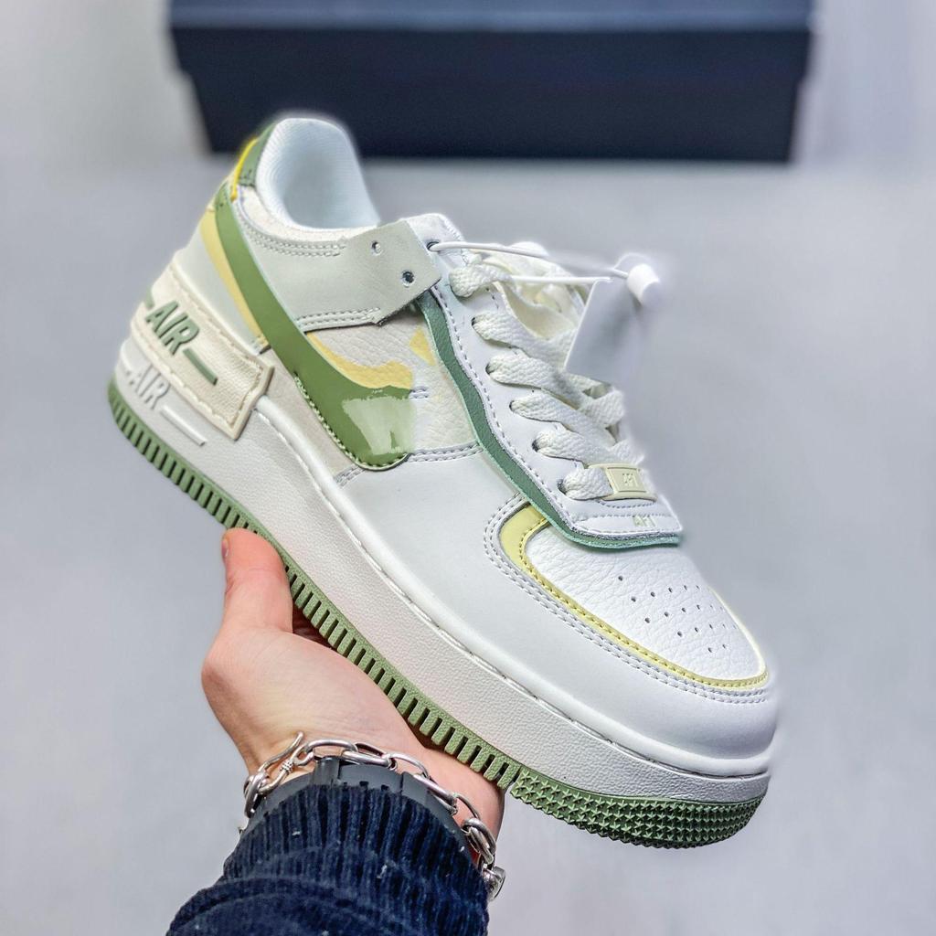 Women's AF1 Shadow Macaron Deconstructed Patchwork Sneakers - Thick Sole, Height-Enhancing, Versatile White Shoes