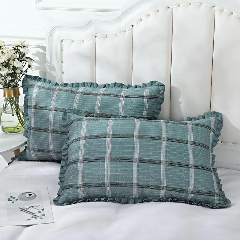 2 Pillowcases Household Pure Washed Cotton Four Seasons Quilted Pillowcase Single and Double Quilted Thickened High-end Pillowcase