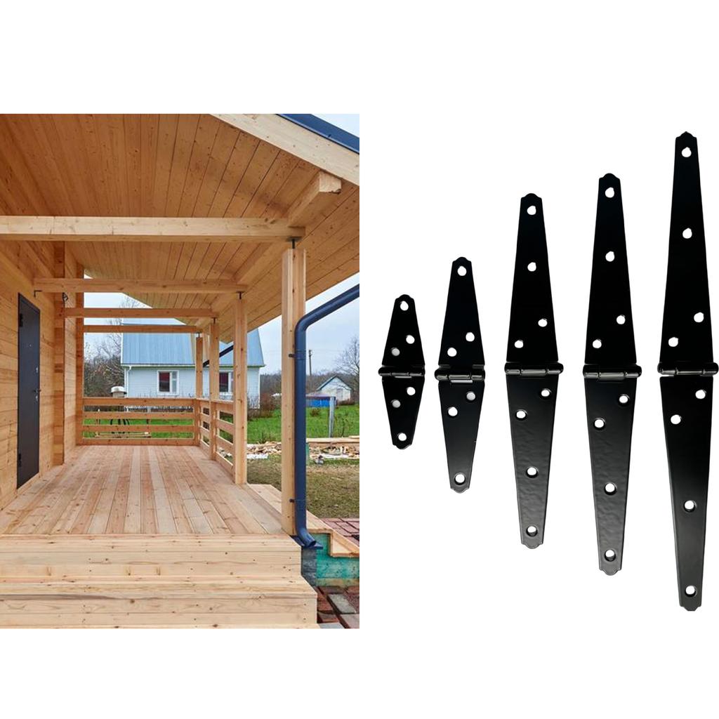 Black Shed Door Gate Hinges with Screws Decorative Strap Hinge Heavy Duty Door Hinges Furniture Door Hardware Enduring