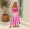 Summer Women's Fashion Loose Suspender Color Block Printed Suspender Dress Long Dress