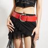 Punkinspired Faux Leather Belt With Rivets And Silver Buckle For Outfits Casual