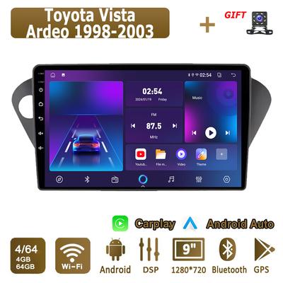 Android Carplay Bilradio För Toyota Vista Ardeo 1998-2003 Multimedia Spelare Huvudenhet Stereo GPS Navigation BT WIFI 4+64GB