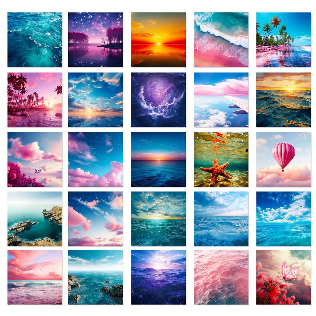 50 Stern Meer Aufkleber TEMU Neuprodukt Ins Wind Mädchen Herz Heilung Landschaft Aufkleber