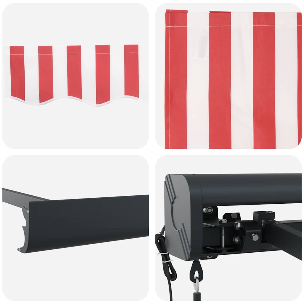Retractable Awning Red and White 400 x 300 cm Fabric and Metal