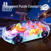 Universal Transparent Electric Toy Set: Racing Car, Train & Helicopter with Lights & Music for Children's Birthday Gift