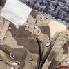 ZYLLO Summer Fashion Camouflage Splicing Leather Letter Washed Retro Knee Jeans Men Women Shorts
