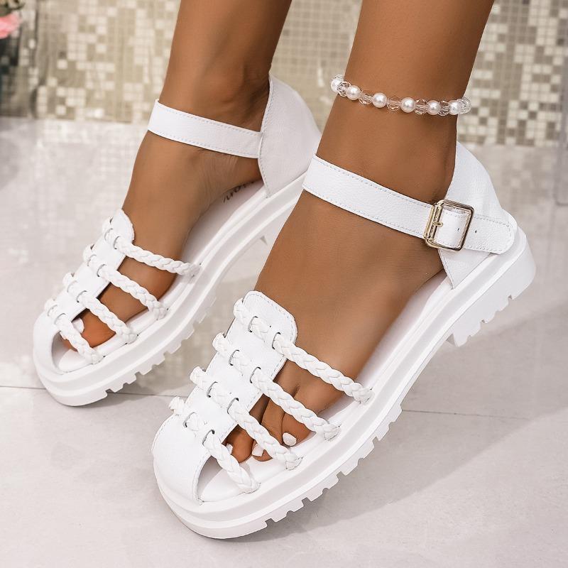 Retro woven bag head sandals women's shoes new summer seaside vacation soft-soled brown shoes