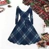 Women Floral Print Midi Dress, Long Sleeve V‑Neck Furry Trim A‑Line Party Dress, Christmas Limited Edition