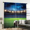 Blackout Flat Window Curtains Football Stadium Night Fans Cheering Green Field Polyester Festive Wall Decor Curtain Set Of 2 Made Washable