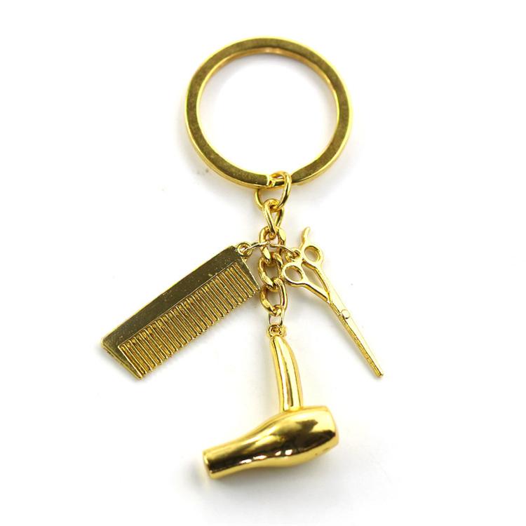 Mode Hårtorkare Kammar Sax Hänge Nyckelring Frisörverktyg Stylist Blås Salong Kreativa Gåvor
