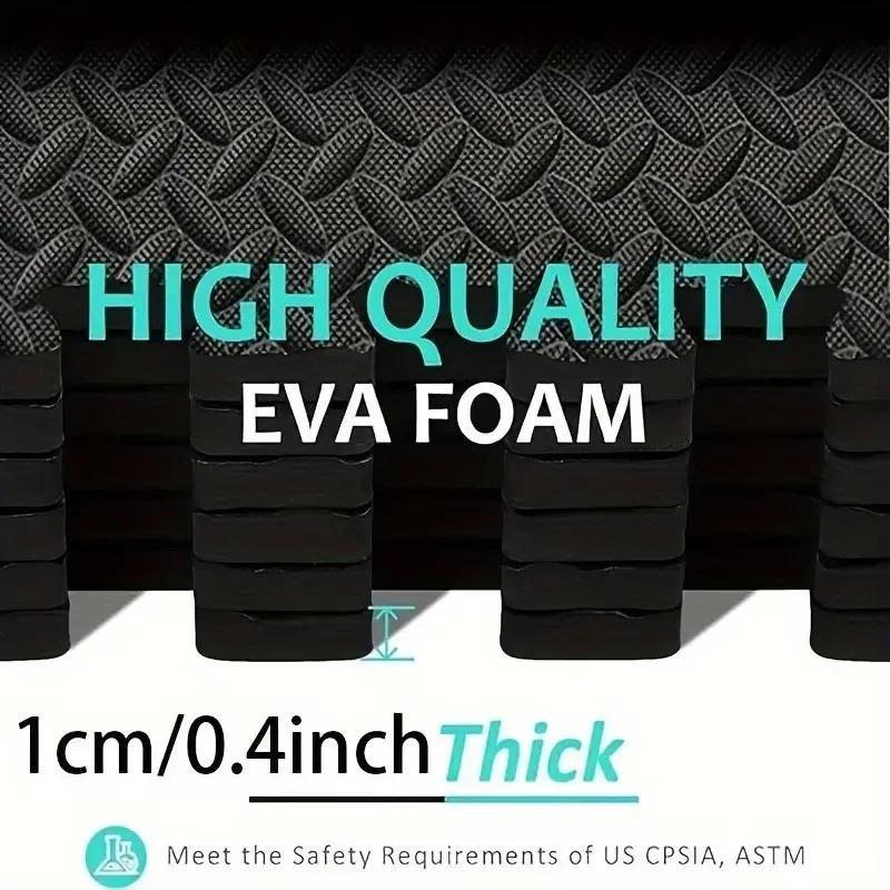 EVA Foam Interlocking Exercise Mat Tiles Extra Thick PVC Gym Flooring for Fitness Yoga Aerobics Non-Slip Black Mat 16Pcs