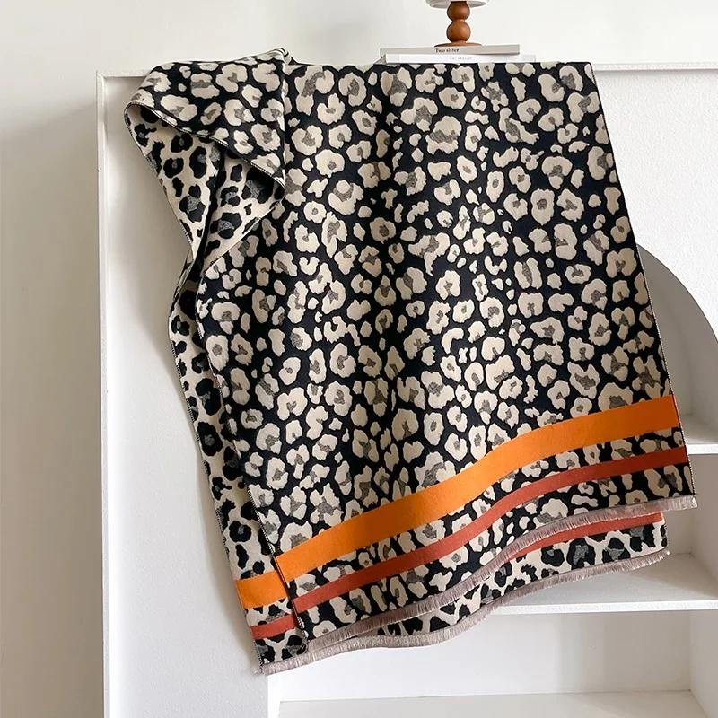 New Autumn And Winter Leopard Print Scarf Women Cashmere Shawl And Wraps Pashmina Neckerchief Bufanda Female Long Echarpe