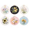 Embroidery Starter Kits with Pattern and Instructions Cross Stitches Set Flower Plant Stamped Embroidery Hoop Needlework