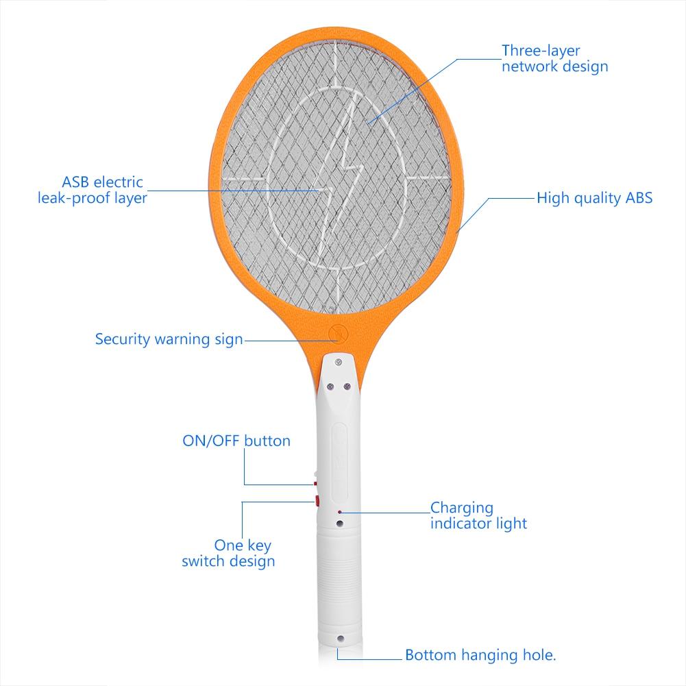 Cordless Rechargeable Electric Fly Mosquito Swatter Bug Zapper Racket Insects Killer
