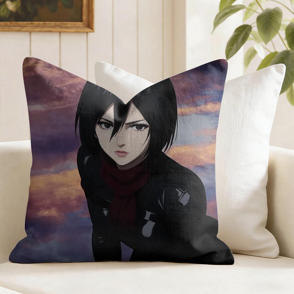 Anime Aattack On Titans Cushion Cover Natural Linen Double Sided Print Throw Pillow Case for Sofa Couch Home Decor