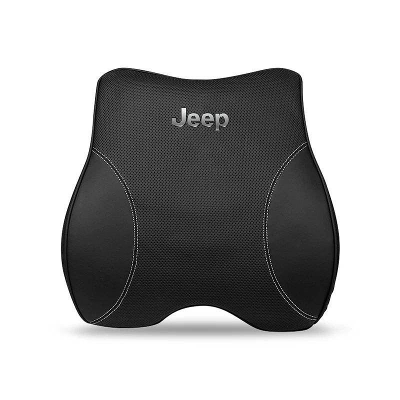 Für Jeep Auto Nackenkissen Schutz Lendenwirbelstütze Leder Kopfstütze Für Jeep Grand Cherokee Wrangler Gladiator Compass Renega