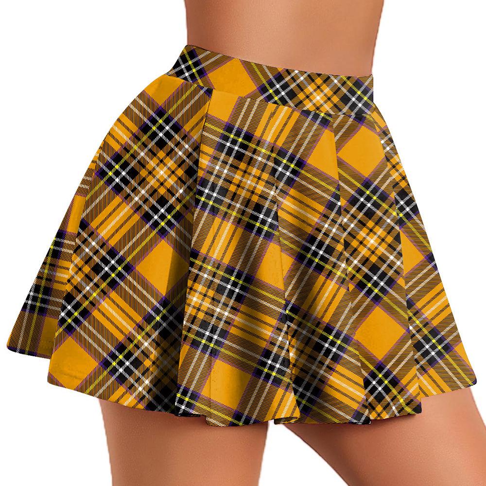 European & American Style Plaid Pleated Milk Silk Cheerleader Skirt