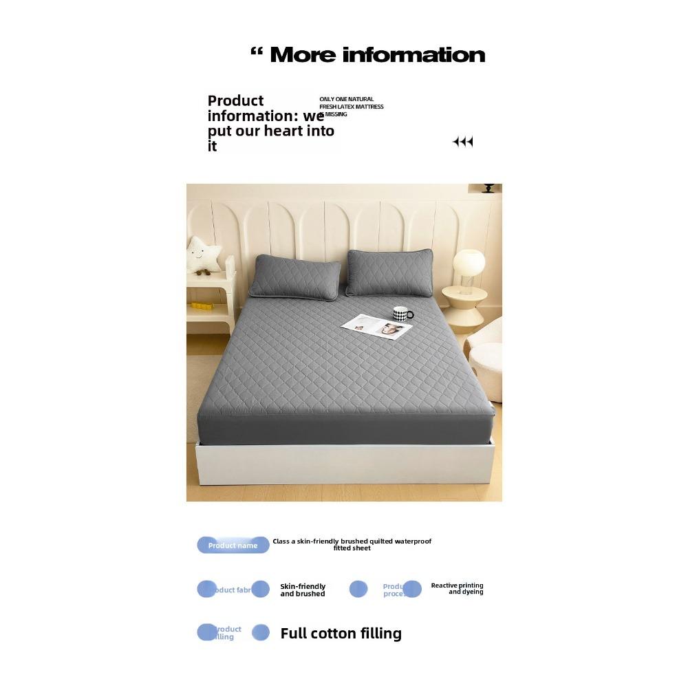 Waterproof Fitted Sheet Quilted Urine-Proof Non-Slip All-Around Mattress Protector Bed Cover Single Piece