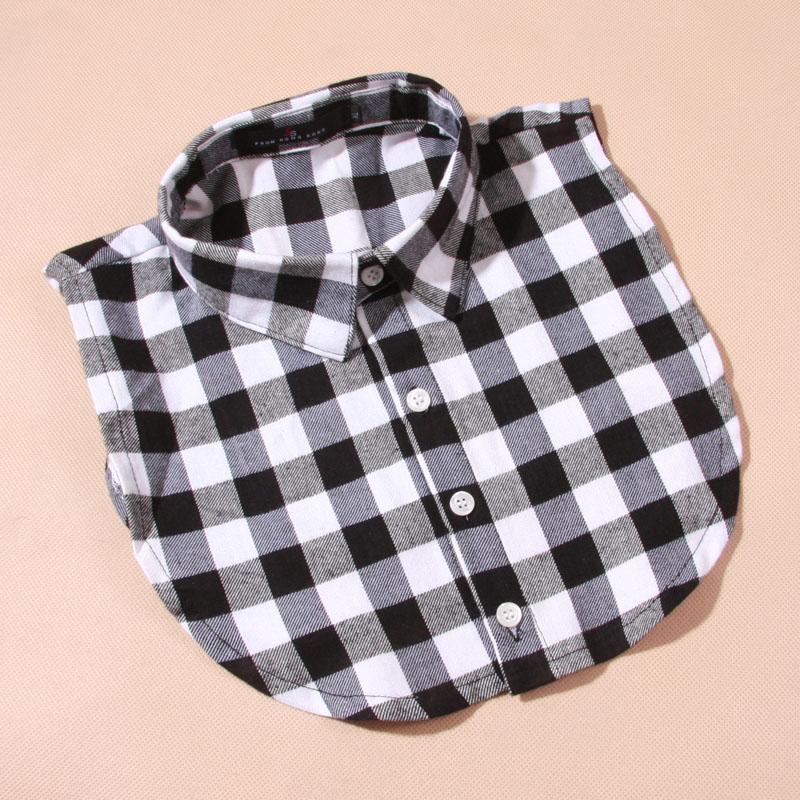 Plaid Women Shirt False Collars White  Removable Lapel Collars For Women Fake Collar Women Detachable Collars Nep Kraagie