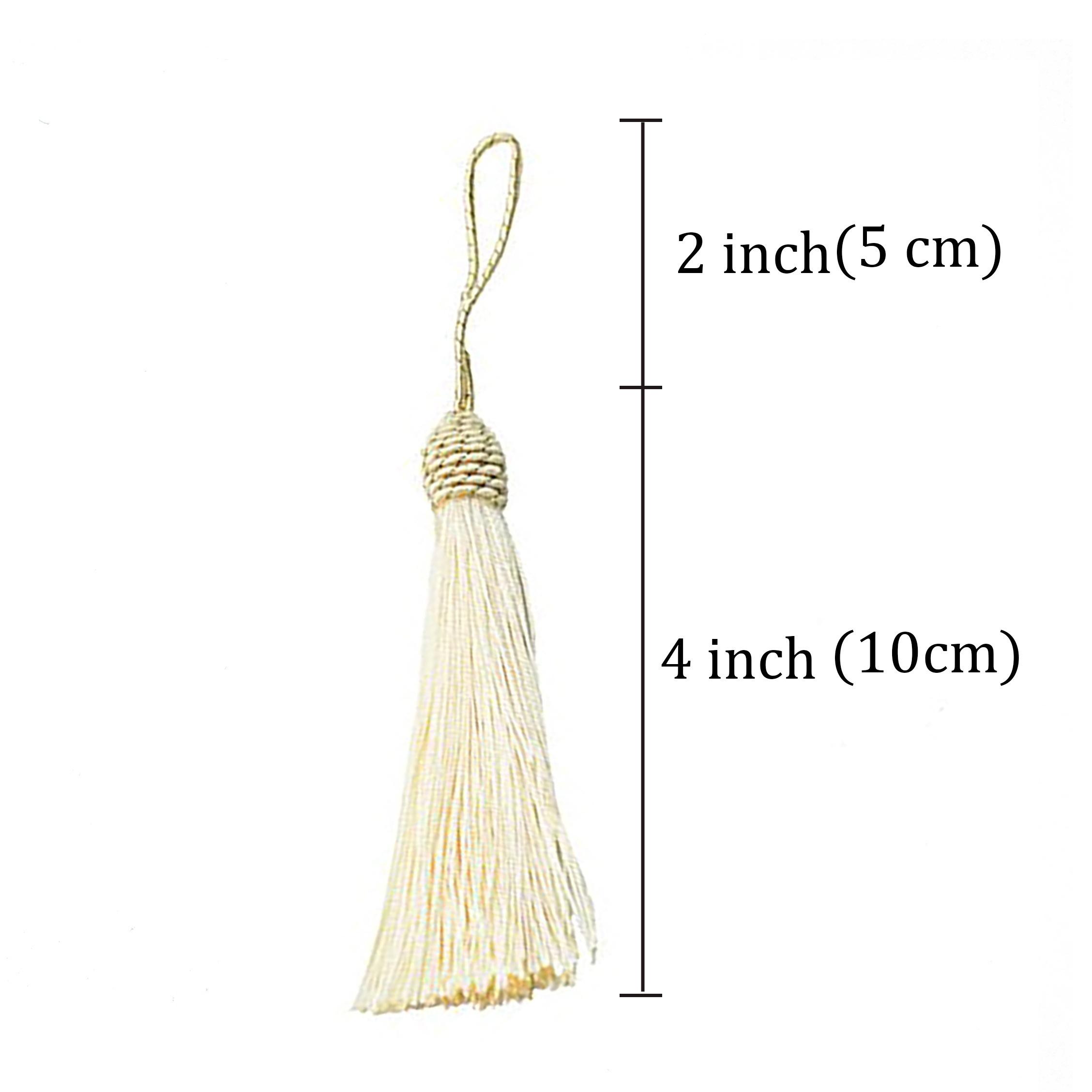

bookmark tassel with rope loop and small Chinese knot for making jewelry, souvenirs, bookmarks, DIY craft accessories 1PC бежевый