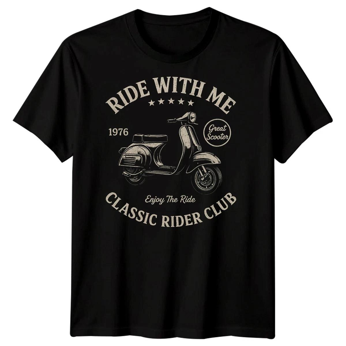 Ride With Me Classic Rider Club 1976 Vintage Scooter Mens T-Shirt 3XL