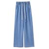 Plus Size Loose Fit Ice Silk Jeans Casual Yoga Demin Pants Women's Summer Trendy Brand Thin Wide Leg Pants Feel Comfortable