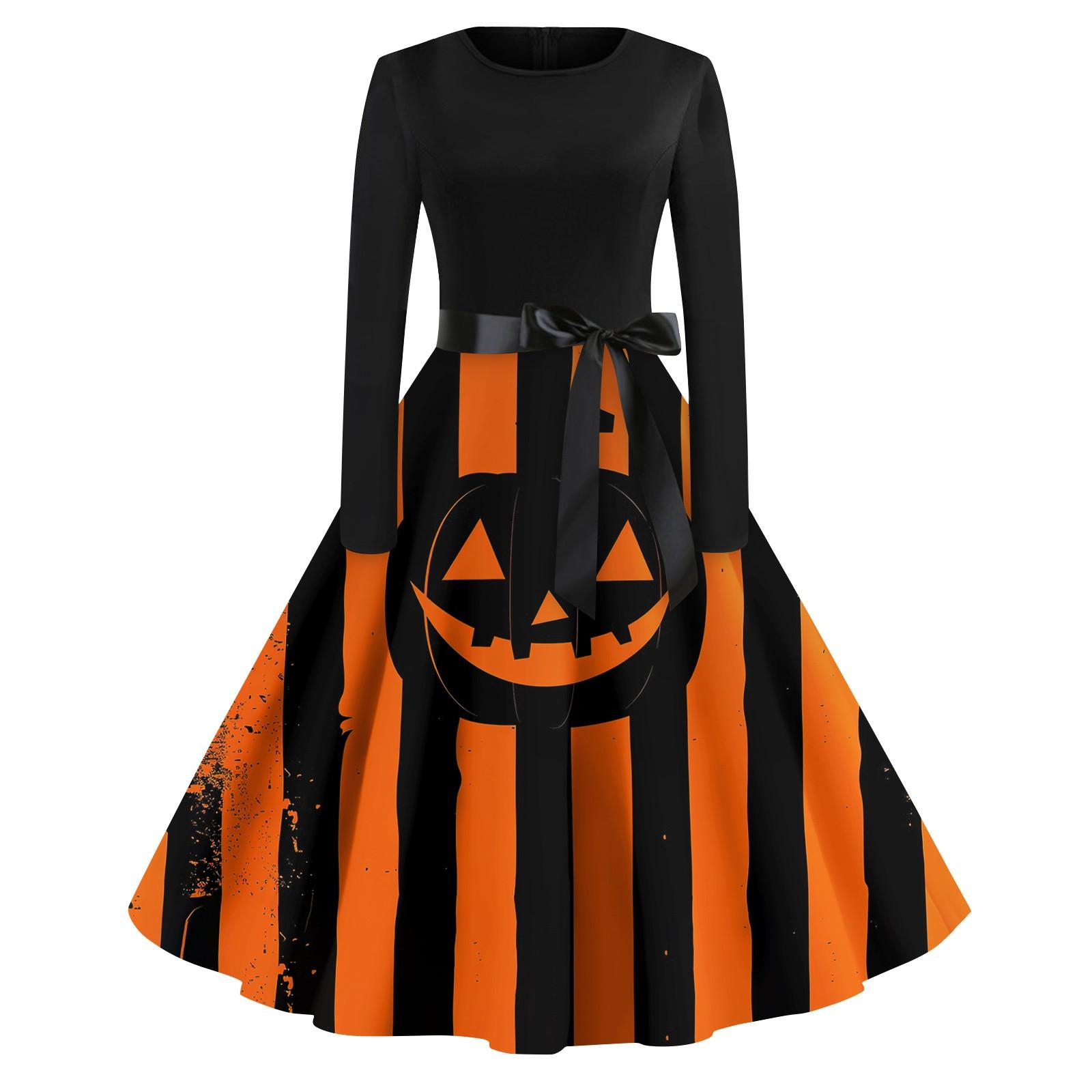 

Женское повседневное модное платье с длинным рукавом и принтом, вечернее повседневное платье с круглым вырезом M чёрный