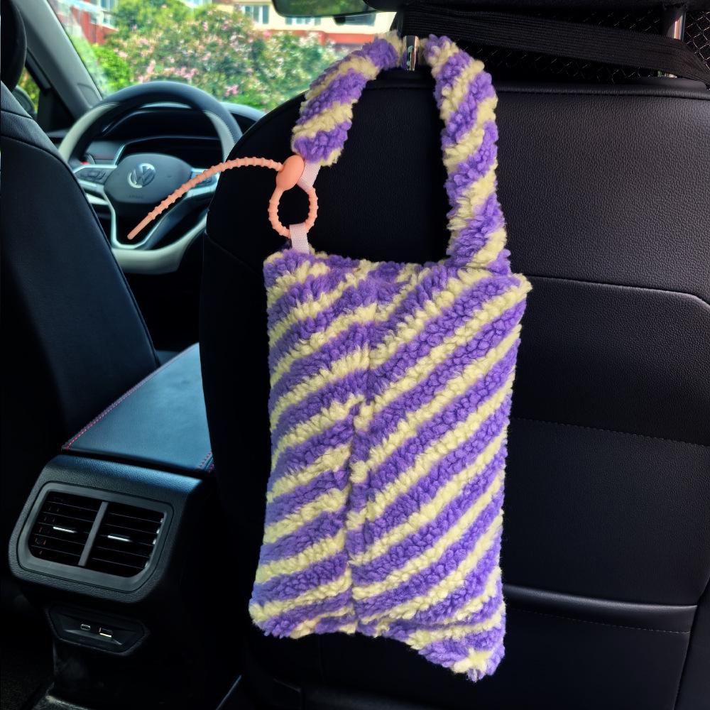 Plush Striped Car & Home Hanging Tissue Dispenser