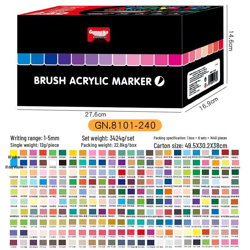 Guangna 8101 Stackable Soft Tip Acrylic Marker Set - 408 Colors for Art & DIY Graffiti