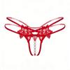 Hollow-out Women's Thong Low-waist Mesh Lace Briefs Breathable Pearl Lace Underwear  Female