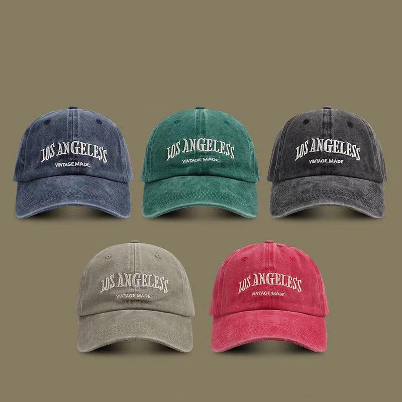 Retro Washed American Baseball Cap with Letters for Couples, Versatile for Women To Show Off Their Faces, Small Duckbill Cap for