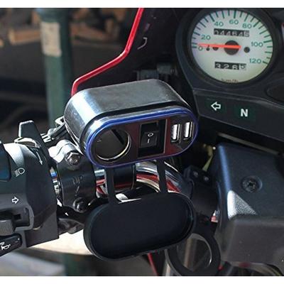 Motorcycle Cigarette Lighter Female Seat + Dual USB Charging Interface + Switch
