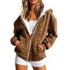 Damen Kapuzenpullover mit Reißverschluss und Leopardenmuster, lockerer, lässiger Cardigan mit langen Ärmeln