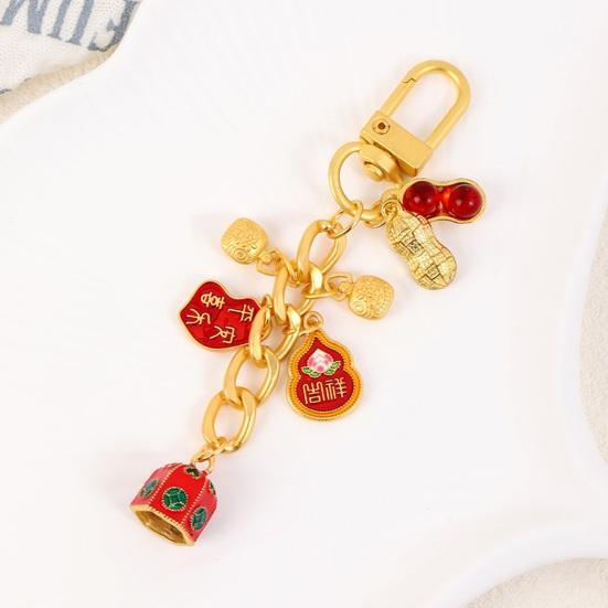 Keychain Pendant Layered Design Lion Awakening Fortune-telling Keychain Pendant Bright Color National Style Keychain Lucky Charm Accessory