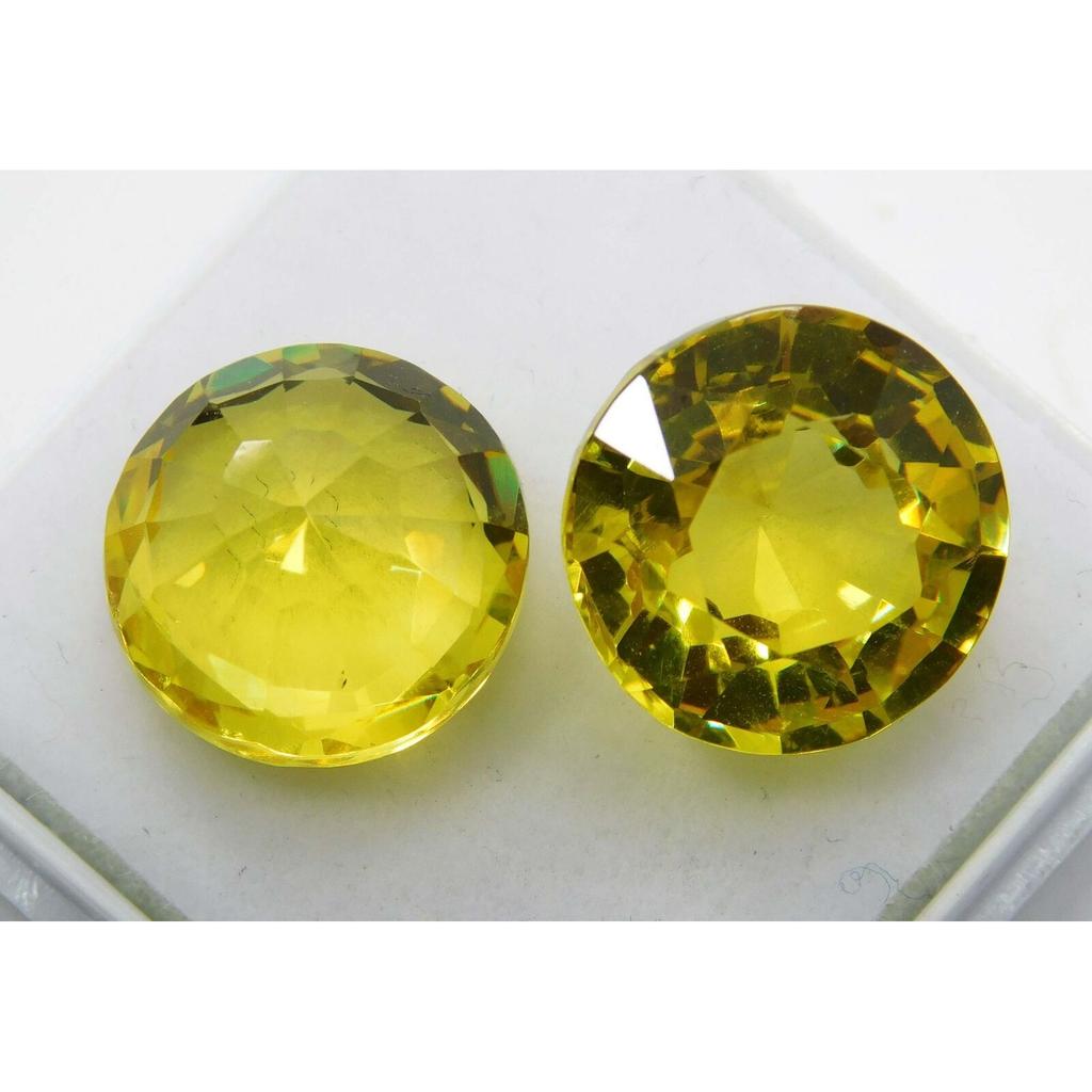 Yellow Sapphire Excellent Round Cut 20.54 Ct Natural Certified Gemstone Of Pair